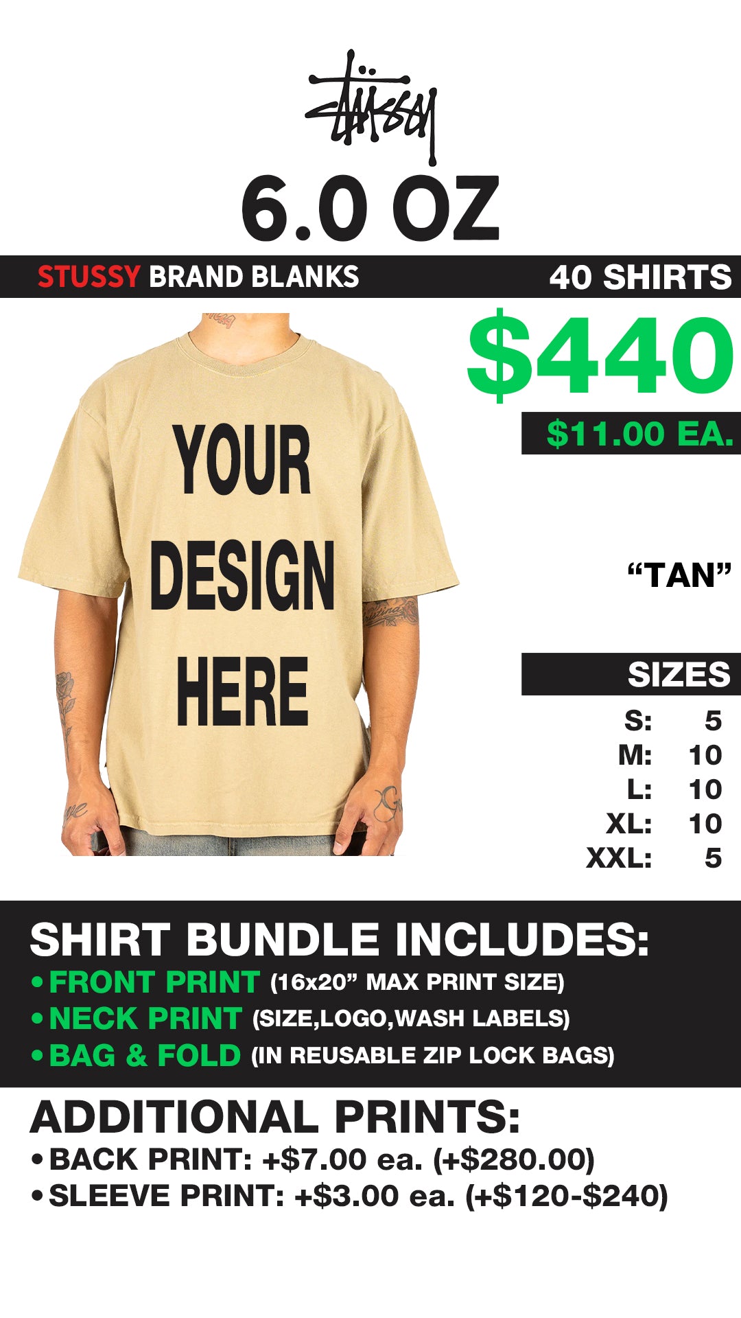 (40) TAN Short Sleeve Tees