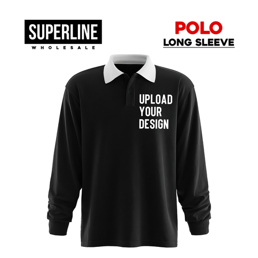 GREENHOUSE BRAND - Long Sleeve POLO *WHITE COLLAR*
