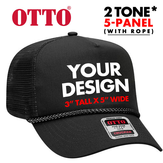 *Custom Printed*  OTTO 5 Panel Hat (With Rope & Mesh Back)